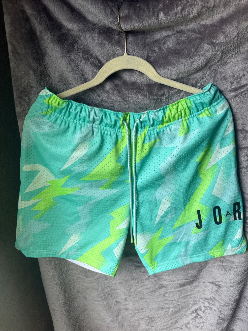Aqua & Lime Athletic Shorts with JORDAN Logo